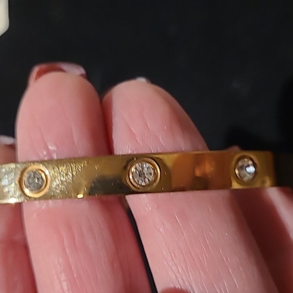 Gold Bangle with Rhinestones
